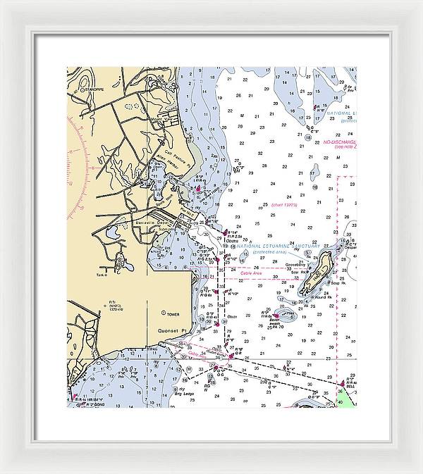 Allen Harbor-rhode Island Nautical Chart - Framed Print