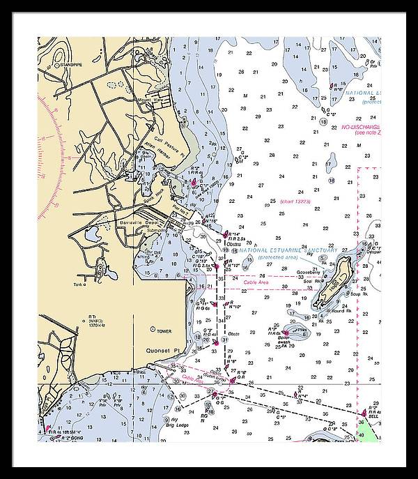 Allen Harbor-rhode Island Nautical Chart - Framed Print