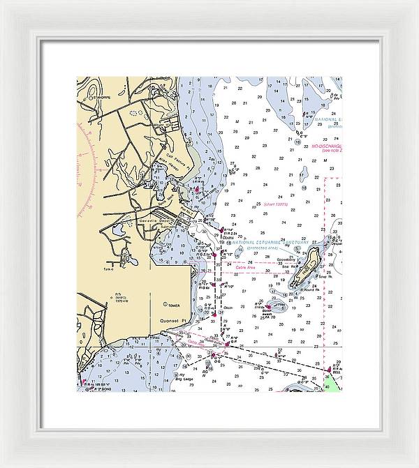 Allen Harbor-rhode Island Nautical Chart - Framed Print