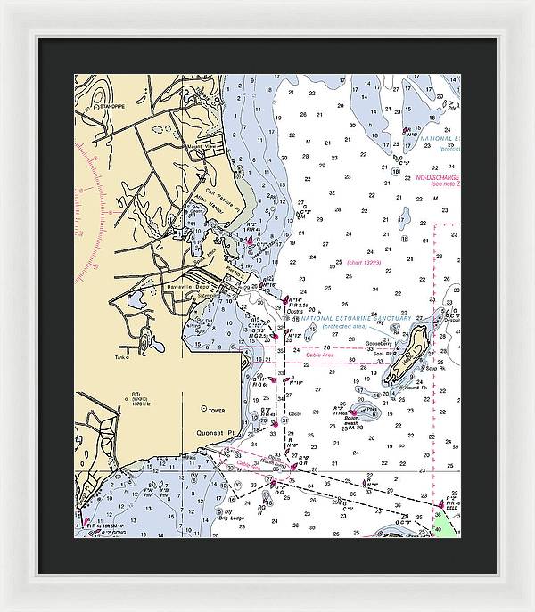 Allen Harbor-rhode Island Nautical Chart - Framed Print