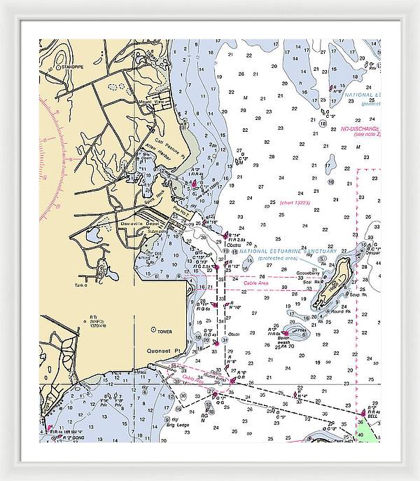 Allen Harbor-rhode Island Nautical Chart - Framed Print