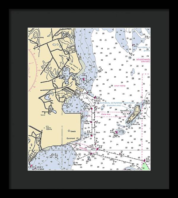 Allen Harbor-rhode Island Nautical Chart - Framed Print