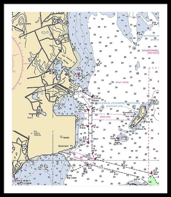 Allen Harbor-rhode Island Nautical Chart - Framed Print