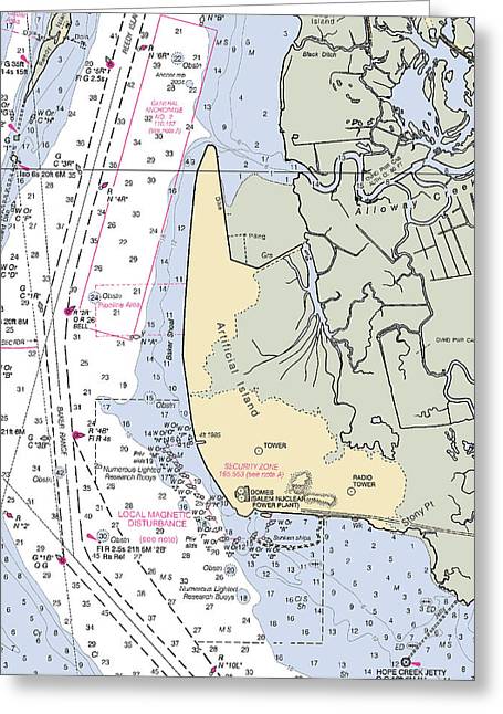 Alloway Creek-new Jersey Nautical Chart - Greeting Card