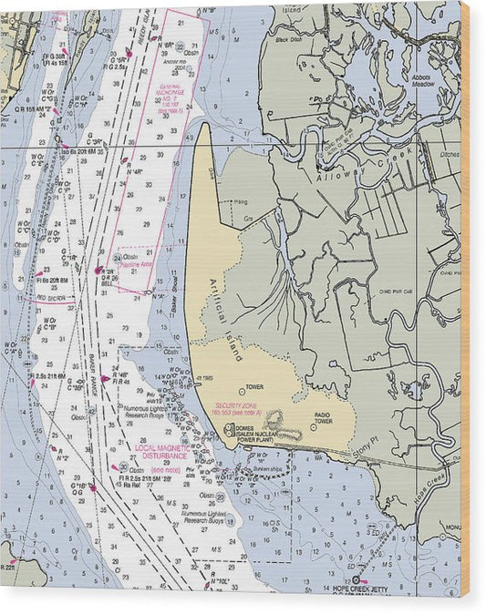 Alloway Creek-New Jersey Nautical Chart Wood Print