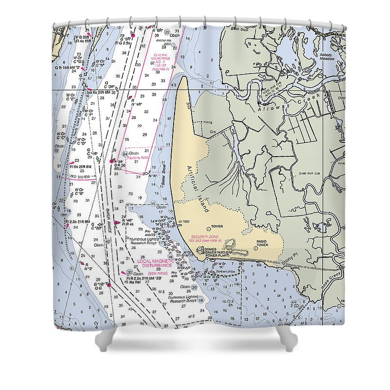 Alloway Creek New Jersey Nautical Chart Shower Curtain