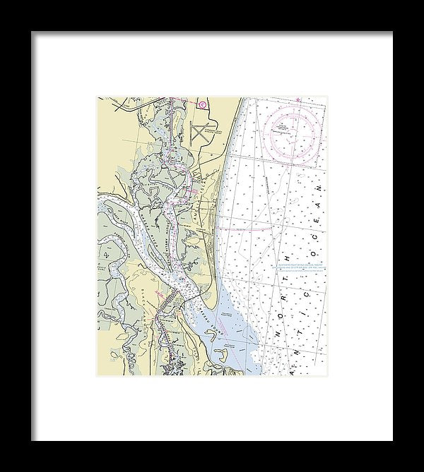 Amelia Island Florida Nautical Chart - Framed Print