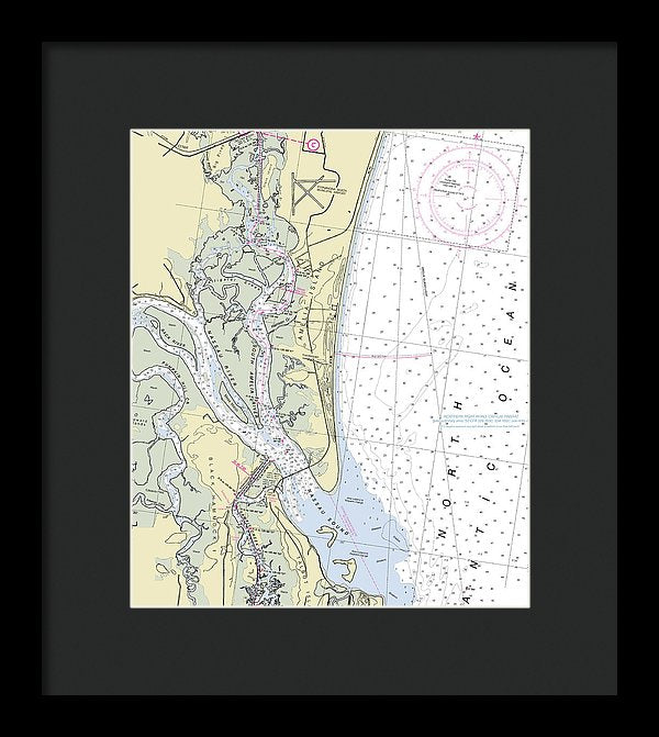 Amelia Island Florida Nautical Chart - Framed Print