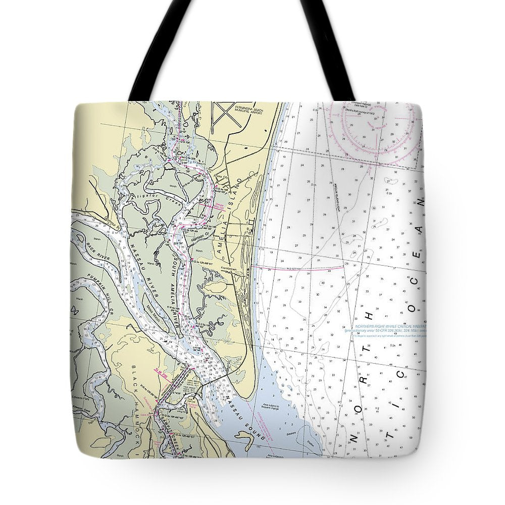 Amelia Island Florida Nautical Chart - Tote Bag