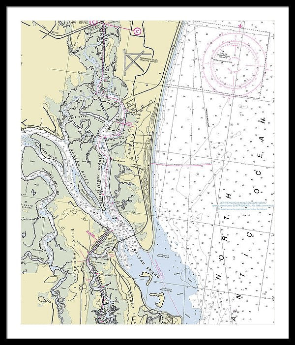 Amelia Island Florida Nautical Chart - Framed Print