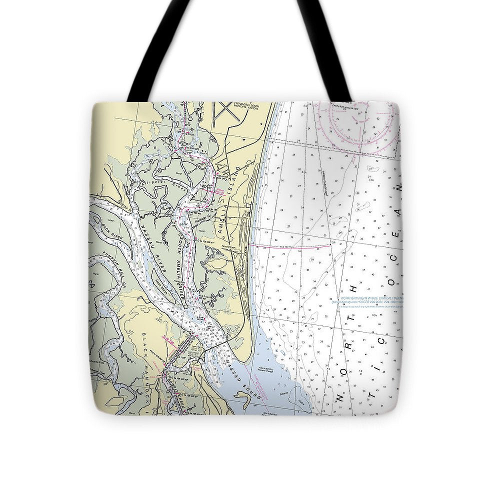 Amelia Island Florida Nautical Chart - Tote Bag