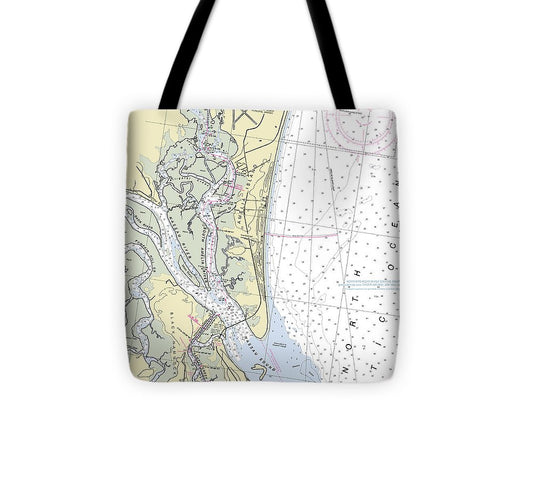 Amelia Island Florida Nautical Chart Tote Bag