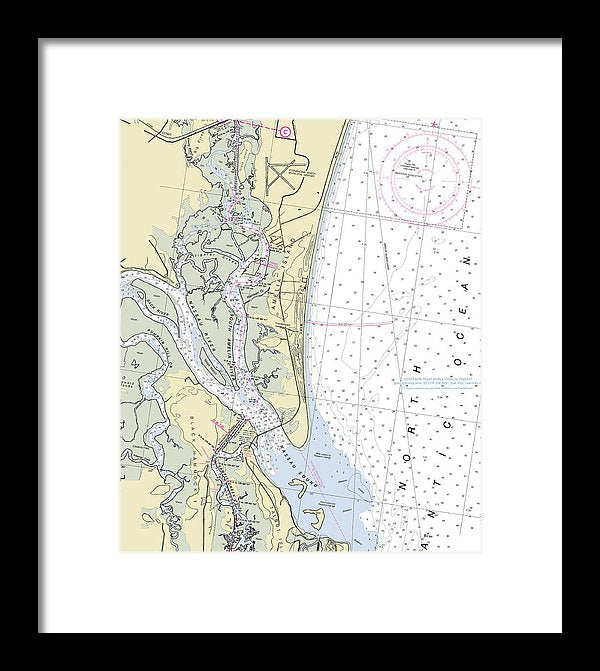 Amelia Island Florida Nautical Chart - Framed Print