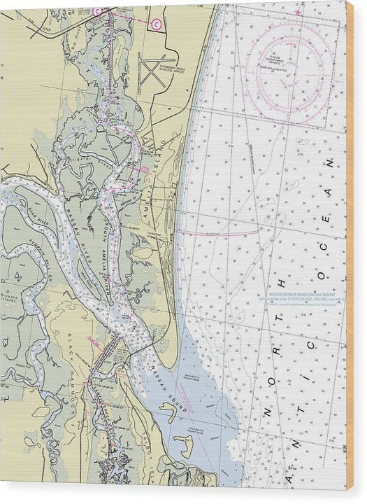 Amelia Island Florida Nautical Chart Wood Print