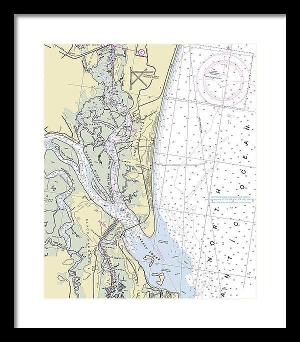 Amelia Island Florida Nautical Chart - Framed Print