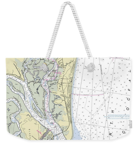 Amelia Island Florida Nautical Chart - Weekender Tote Bag