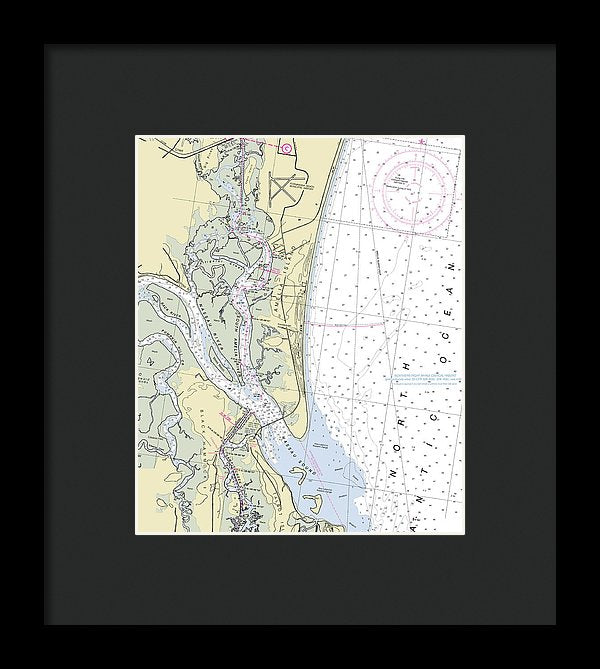 Amelia Island Florida Nautical Chart - Framed Print