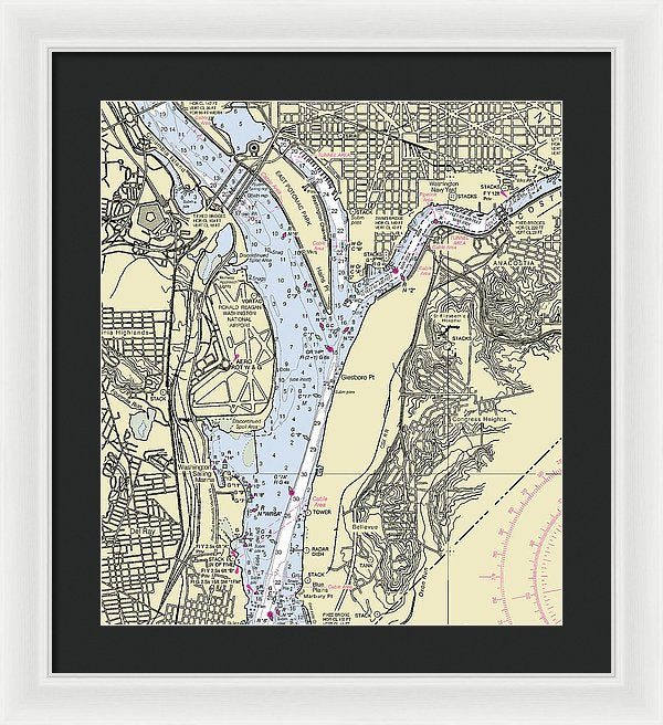 Anacostia Maryland Nautical Chart - Framed Print