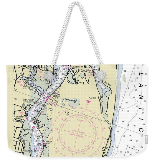 Anastasia Island Florida Nautical Chart - Weekender Tote Bag