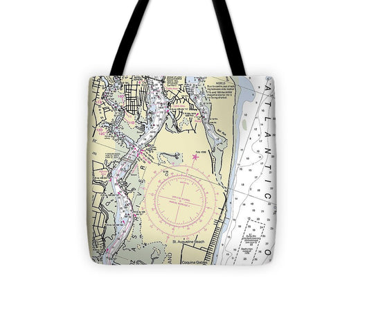 Anastasia Island Florida Nautical Chart Tote Bag