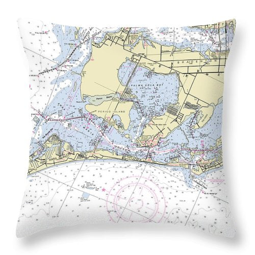 Anna Maria Island Florida Nautical Chart - Throw Pillow