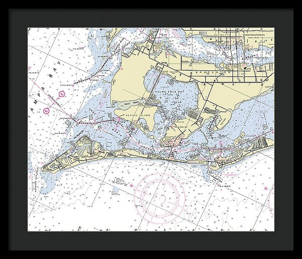 Anna Maria Island Florida Nautical Chart - Framed Print