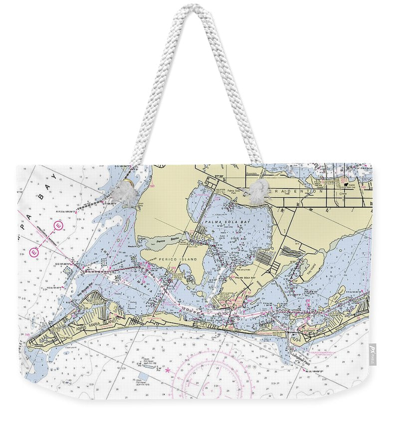 Anna Maria Island Florida Nautical Chart - Weekender Tote Bag