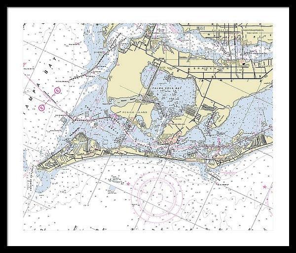 Anna Maria Island Florida Nautical Chart - Framed Print