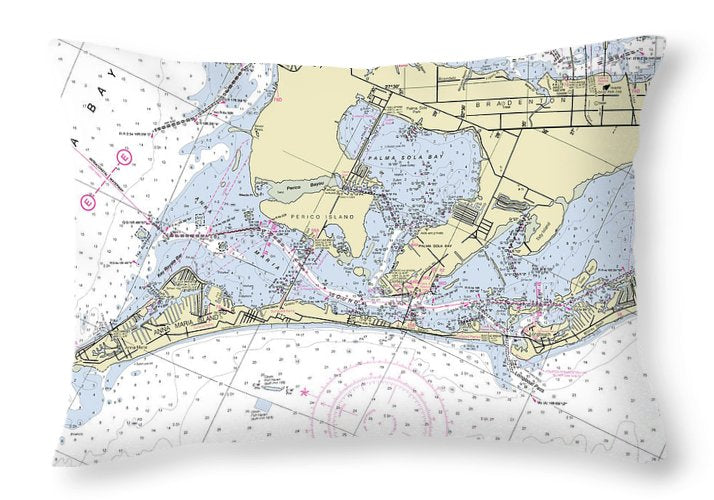 Anna Maria Island Florida Nautical Chart - Throw Pillow