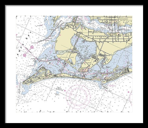 Anna Maria Island Florida Nautical Chart - Framed Print