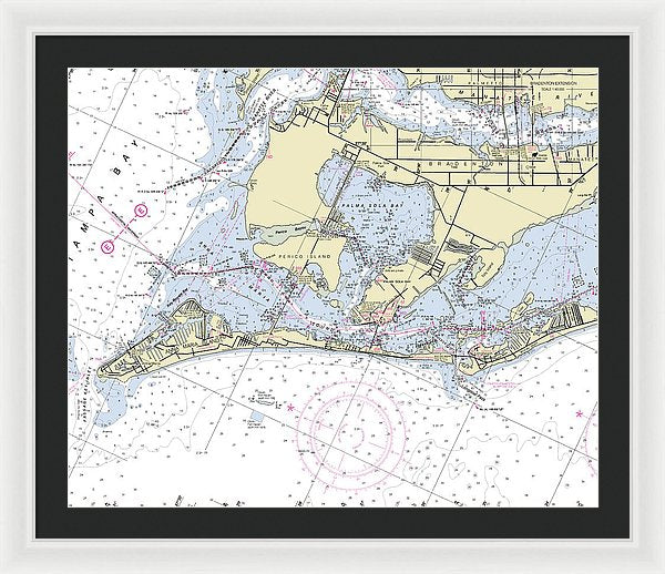 Anna Maria Island Florida Nautical Chart - Framed Print