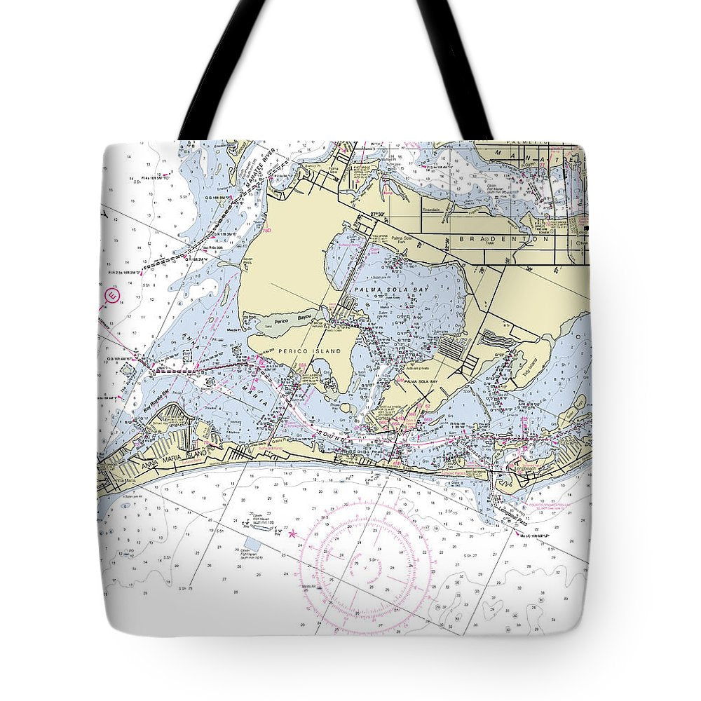 Anna Maria Island Florida Nautical Chart - Tote Bag