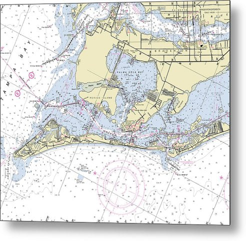 A beuatiful Metal Print of the Anna Maria Island Florida Nautical Chart - Metal Print by SeaKoast.  100% Guarenteed!