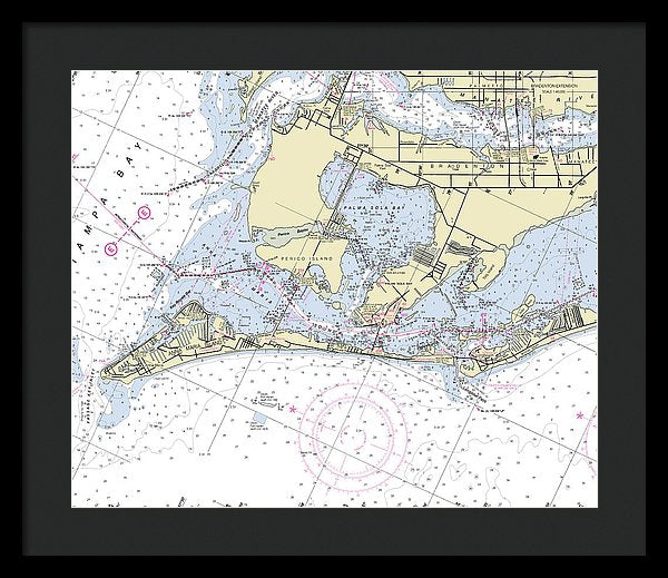 Anna Maria Island Florida Nautical Chart - Framed Print