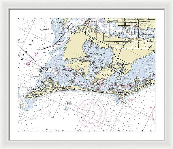 Anna Maria Island Florida Nautical Chart - Framed Print