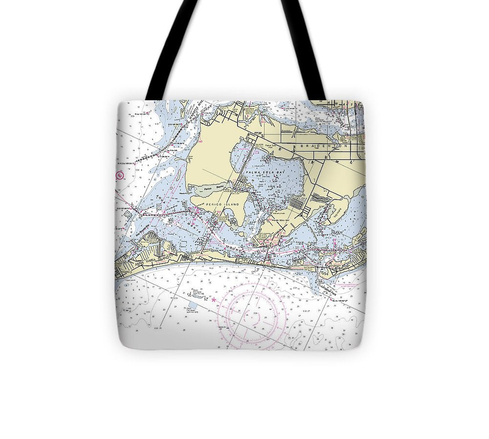 Anna Maria Island Florida Nautical Chart Tote Bag