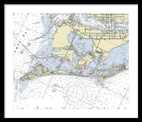 Anna Maria Island Florida Nautical Chart - Framed Print