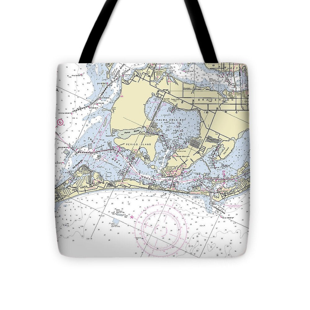 Anna Maria Island Florida Nautical Chart - Tote Bag