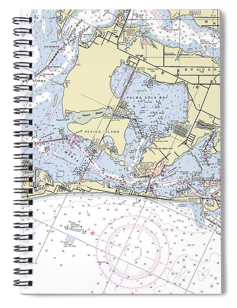 Anna Maria Island Florida Nautical Chart Spiral Notebook