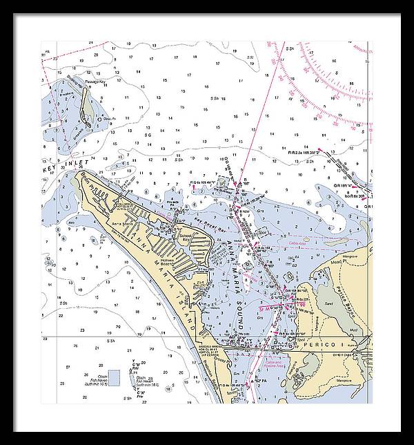 Anna Maria Island -florida Nautical Chart _v2 - Framed Print