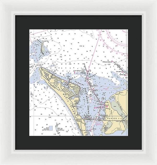 Anna Maria Island -florida Nautical Chart _v2 - Framed Print