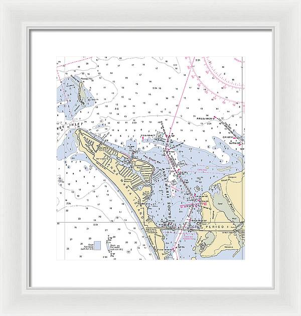 Anna Maria Island -florida Nautical Chart _v2 - Framed Print