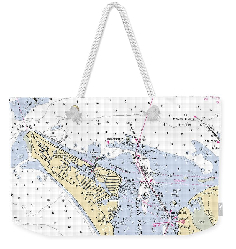 Anna Maria Island -florida Nautical Chart _v2 - Weekender Tote Bag