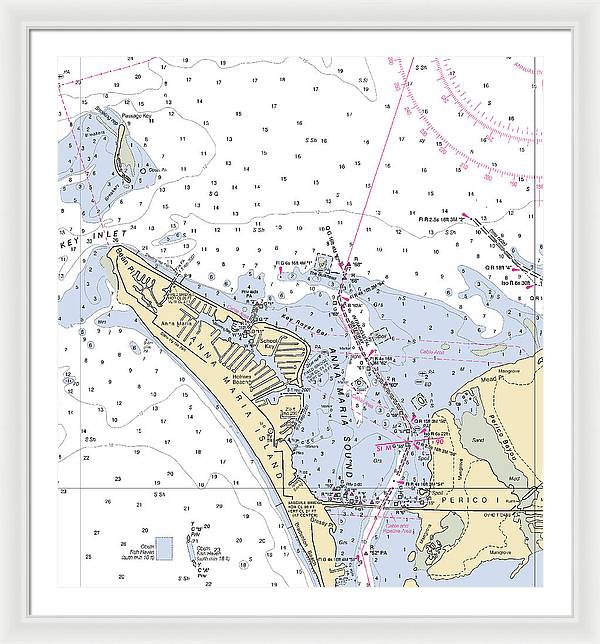 Anna Maria Island -florida Nautical Chart _v2 - Framed Print