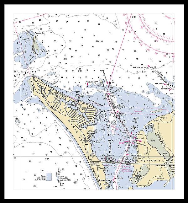 Anna Maria Island -florida Nautical Chart _v2 - Framed Print