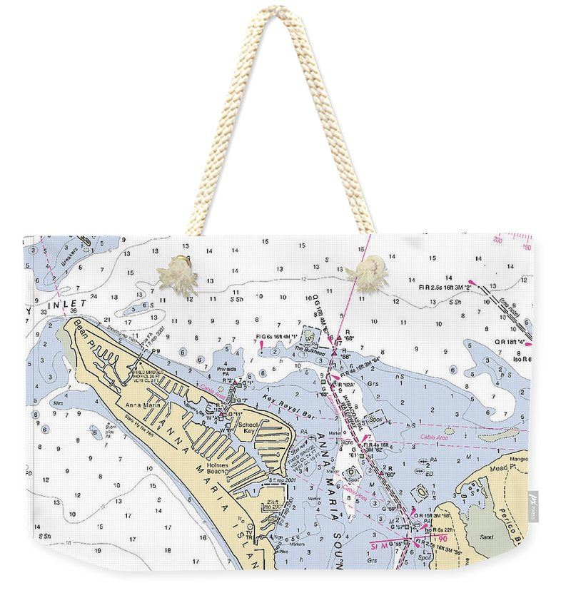 Anna Maria Island -florida Nautical Chart _v2 - Weekender Tote Bag