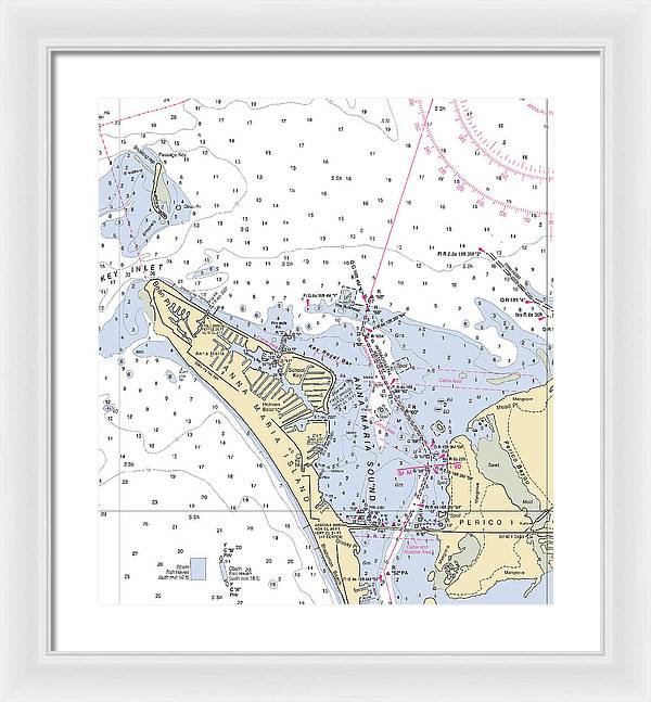 Anna Maria Island -florida Nautical Chart _v2 - Framed Print