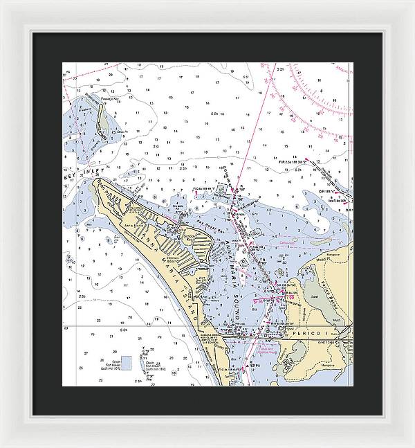 Anna Maria Island -florida Nautical Chart _v2 - Framed Print