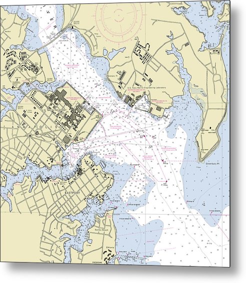 A beuatiful Metal Print of the Annapolis Maryland Nautical Chart - Metal Print by SeaKoast.  100% Guarenteed!