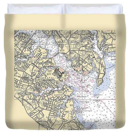 Annapolis  Maryland Nautical Chart _V2 Duvet Cover